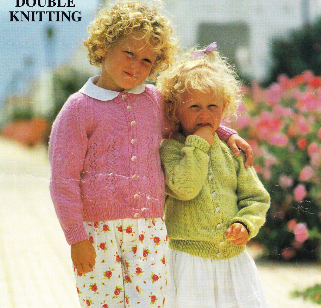 Girls Long sleeve Lace panel & Plain knit Cardigan- Raglan sleeve - DK Light worsted 8PLY  Knitting pattern- PDF Download--  20