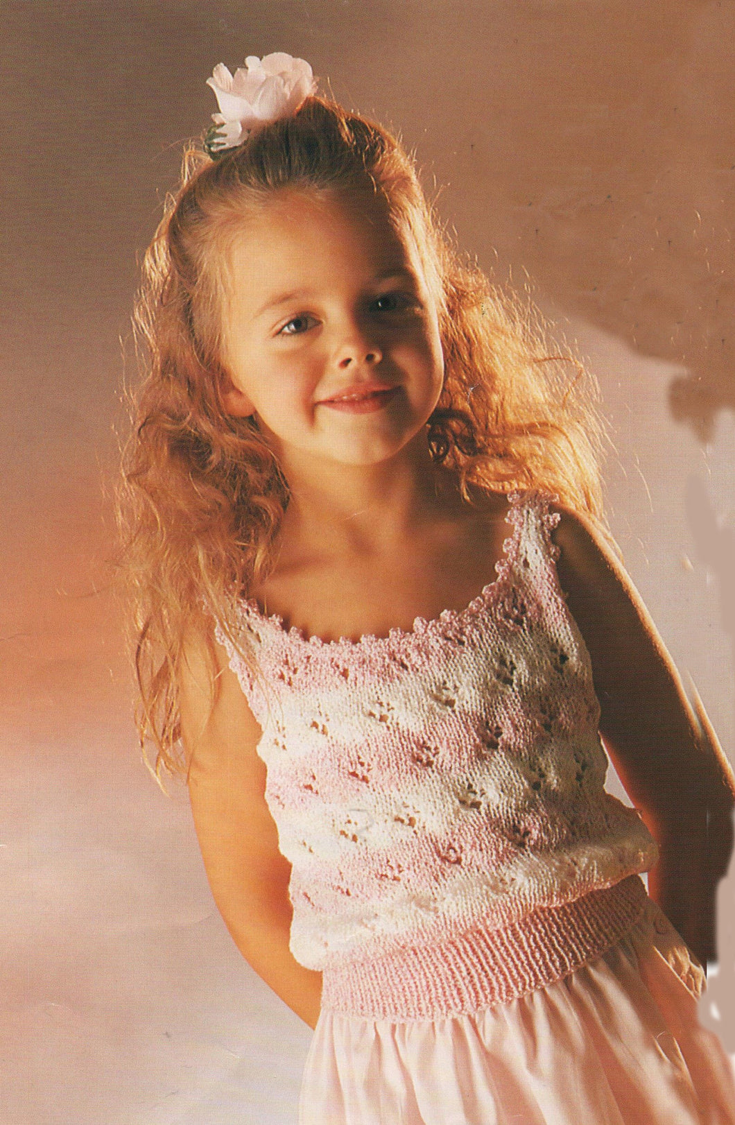 Girls cute Knitted Summer vest top- Bobbly Border eyelet pattern- dk- 8ply light worsted yarn- knitting pattern Download PDF 22