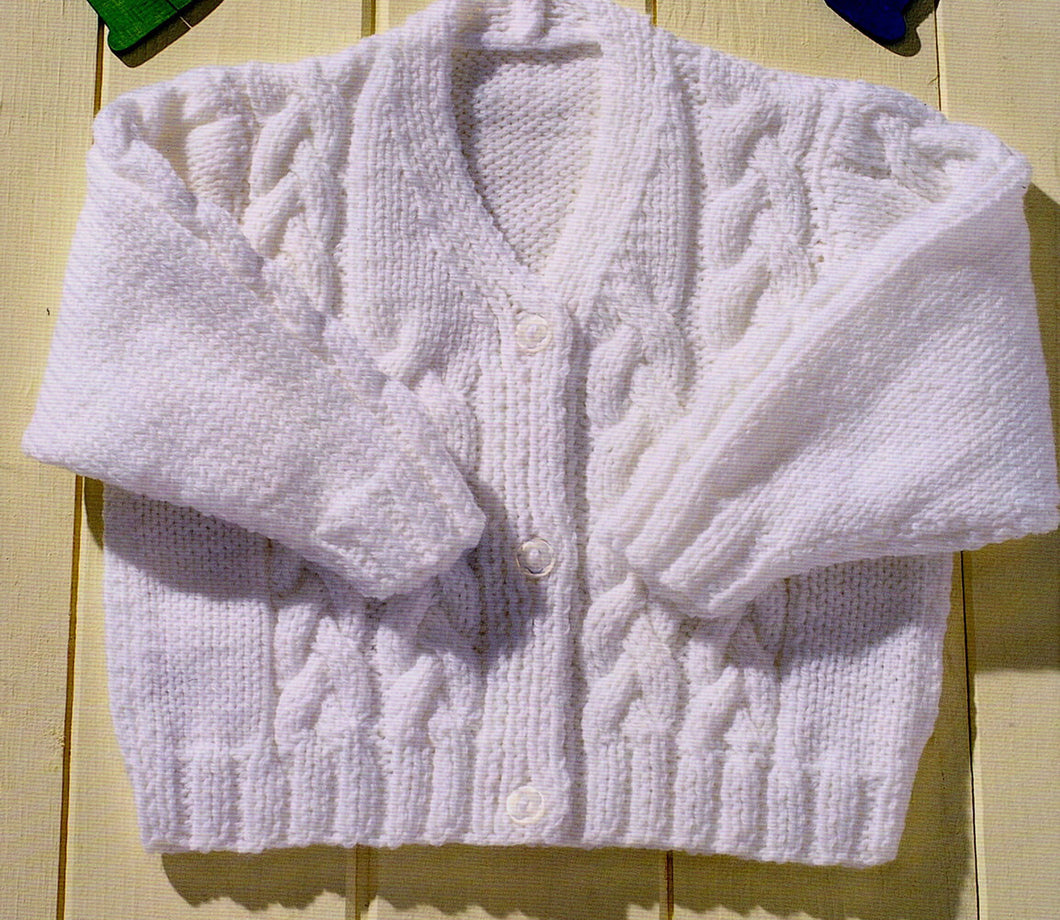 Baby Toddlers Cardigans, V Neck~ Round neck Cable design DK 8ply Light Worsted yarn ~16-24