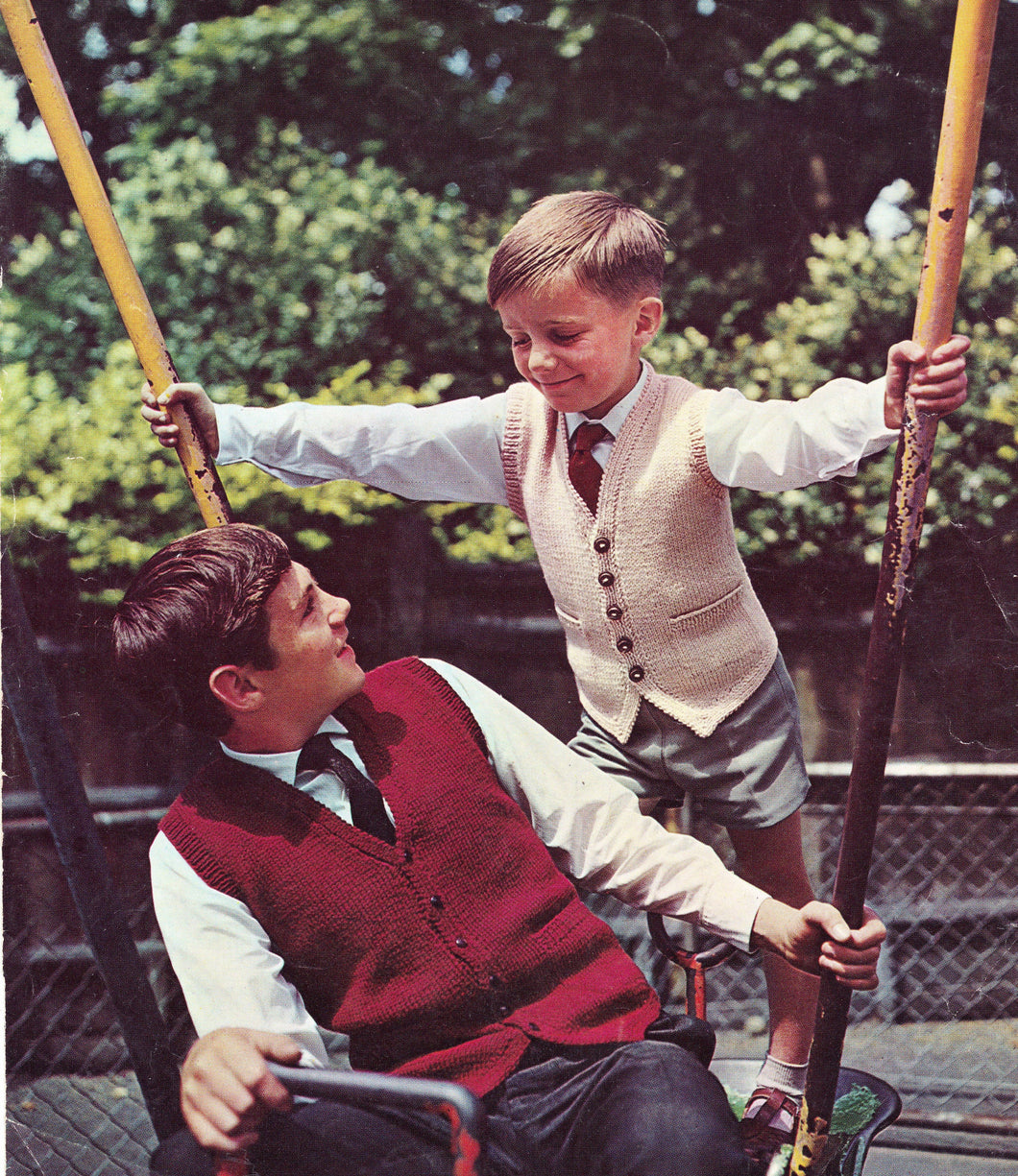 Boy's Easy Knit Waistcoats with v neck  & Pockets in DK 8 ply wool- chest 26 - 36 Chest, Knitting pattern Download PDF Vintage easy knit