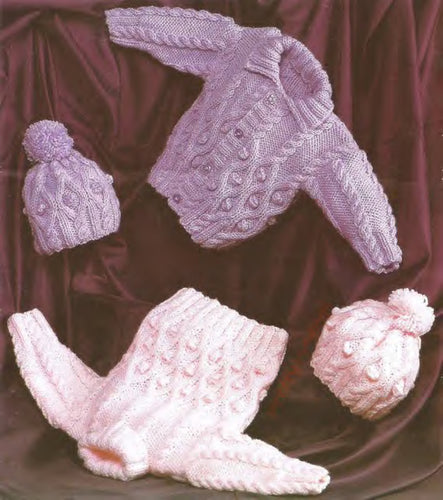 Babies - Toddlers Chunky Bobbly Jumper & Cardigan with hat -Knitting Pattern- PDF- Digital Download Chunky Bulky Yarn 18 - 28