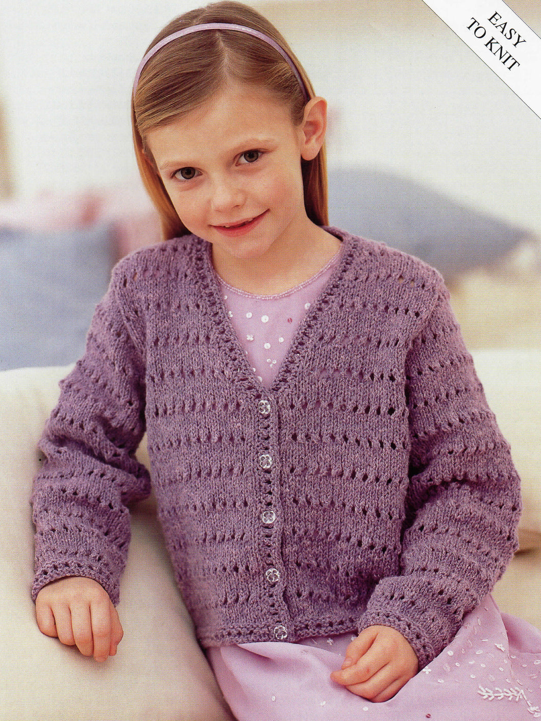 Easy Knit Girls V Neck Cardigan Childs Cardigan Childrens 22-32