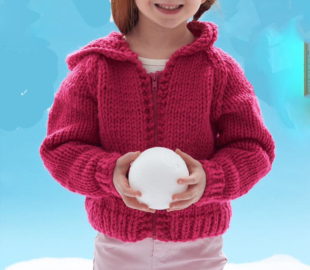 Girl Boy  Easy Bulky chunky Hooded Easy Knit zipped Jacket 24 - 30 ins 4-10years Download PDF Knitting Pattern-