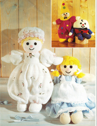 Alice Doll- Baby Doll & Clown plus Humpty Dumpty to Knit- Nursery Rhyme  toys- knitting pattern- DK- 8PLY Download PDF