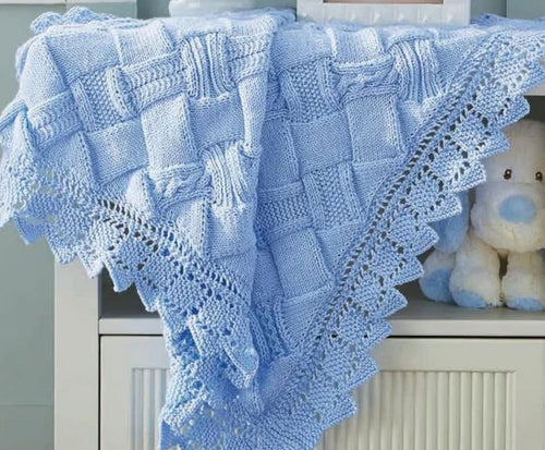 Baby Entrelac blanket DK-8ply Light worsted wool -knitting Pattern Download pdf finished size 34 x 41 