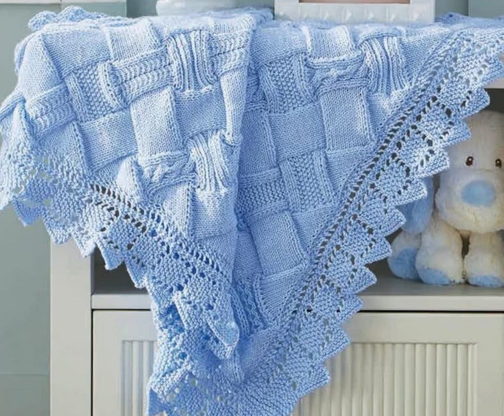Baby Entrelac blanket DK-8ply Light worsted wool -knitting Pattern Download pdf finished size 34 x 41 