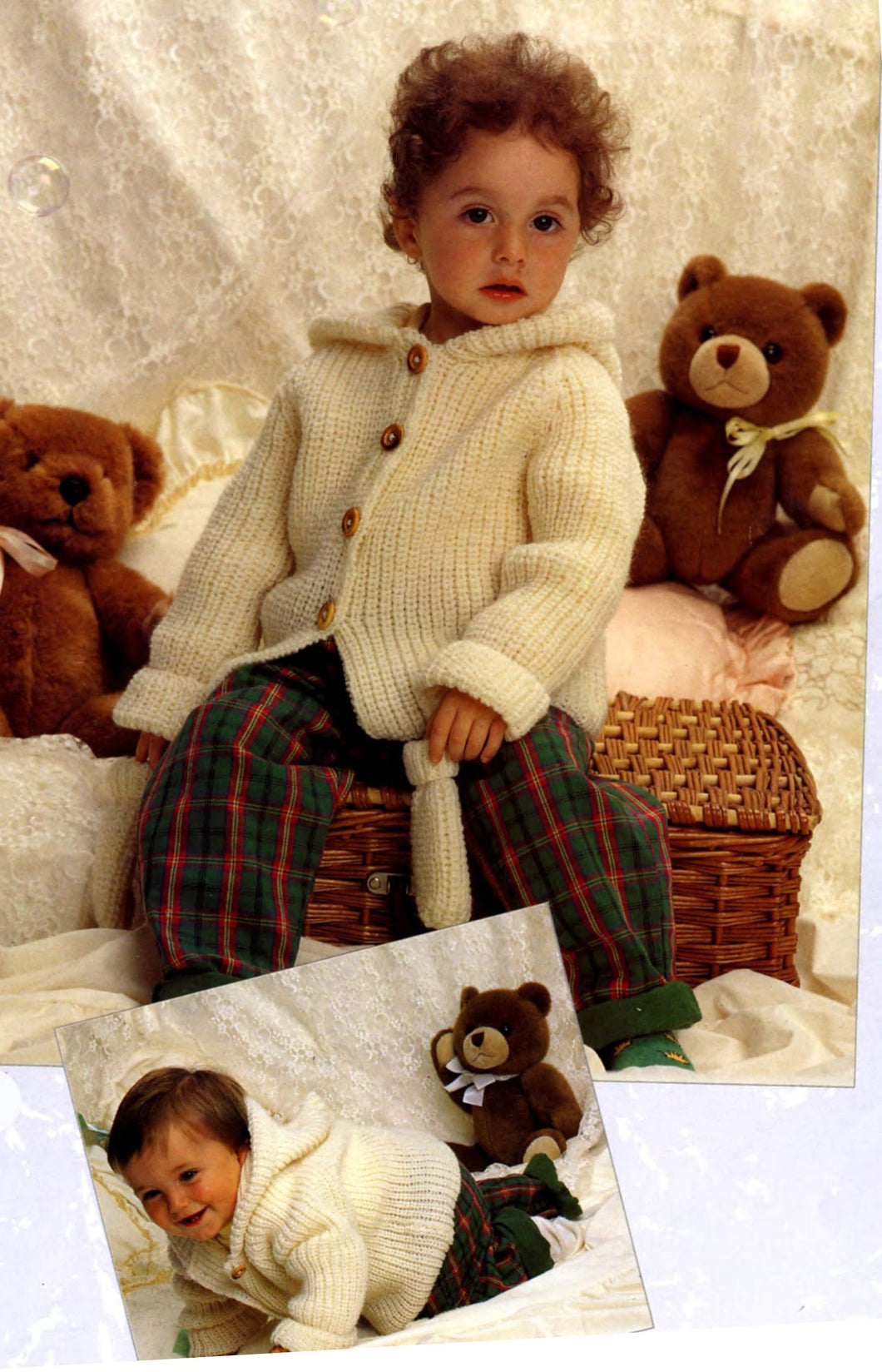 Child's Fishermans rib Hooded Jacket & Mitts Easy Knitting pattern- DK (8ply)  Light Worsted 18-22