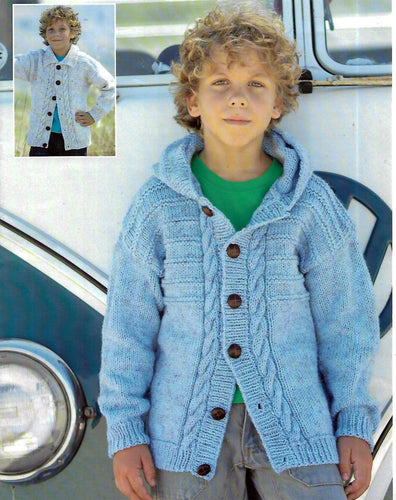 Boys  Hooded Cable jacket & Cardigan with collar  pattern- 18 - 28