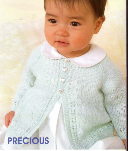 Baby Girl 4 ply raglan eyelet cardigan- 3 - 12 months 18 -20