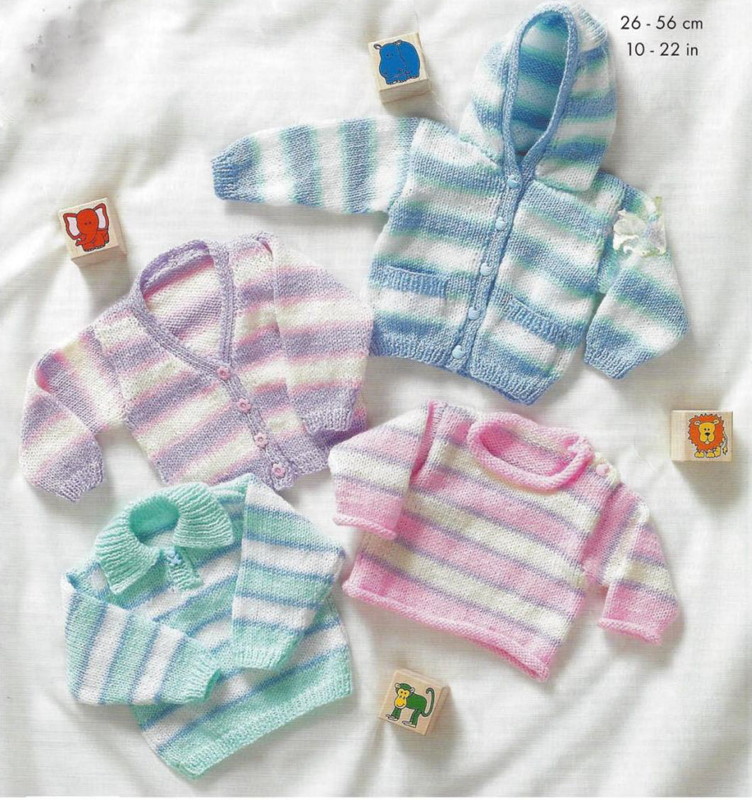 Easy Knit Child's Toddlers Jumpers - Hooded Jacket- Cardigan Knitting Pattern- DK 8Ply Light Worsted yarn 10 - 22