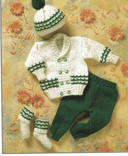Baby Striped Double Breasted Shawl Collar Jacket Pants Hat & Boots 12