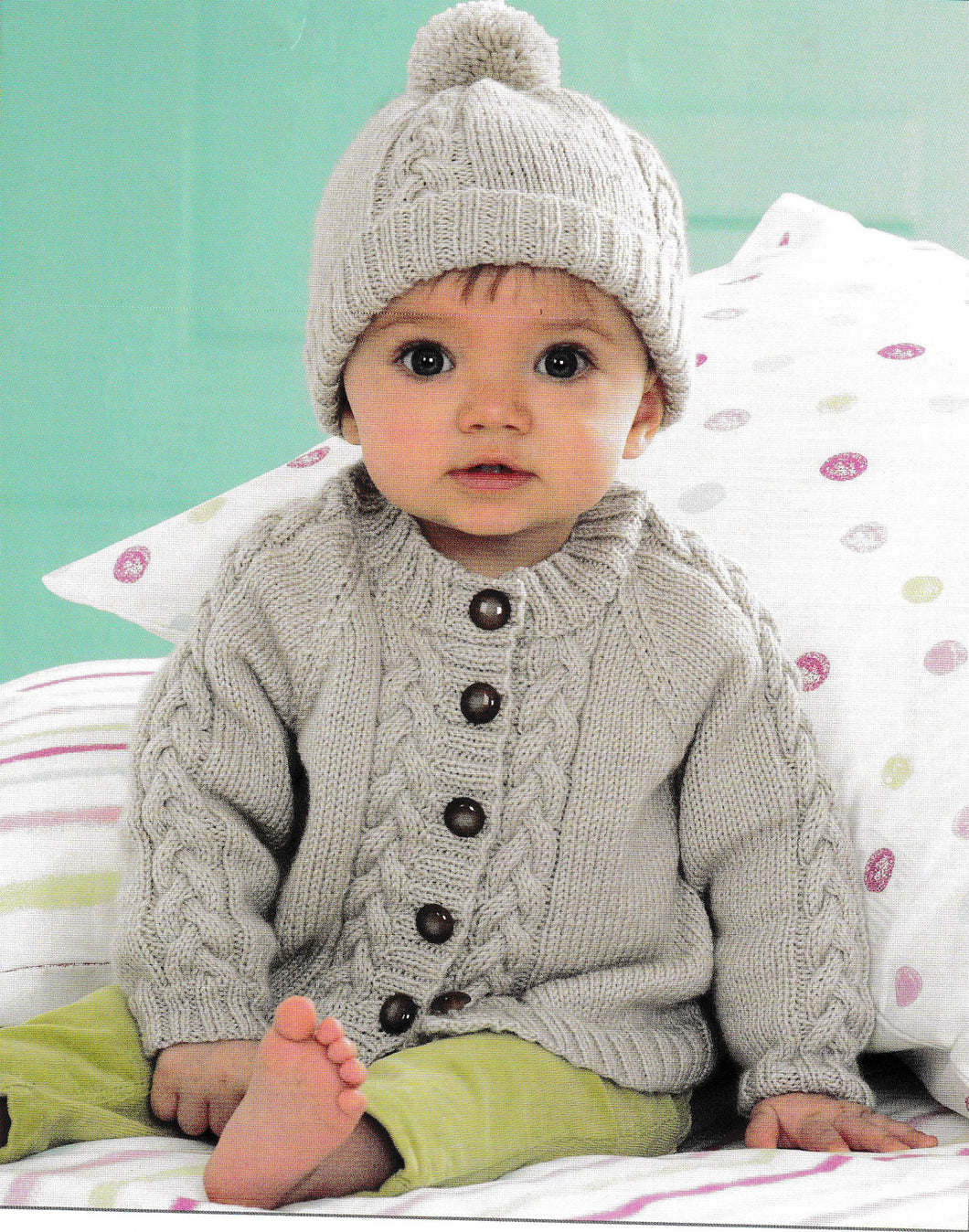 Baby Cable Cardigan Round Neck V Neck & Hat  Raglan Childrens Toddlers Premature 18-20