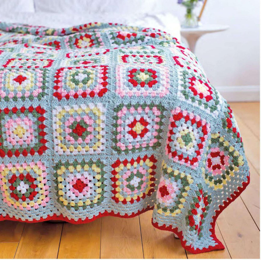 Granny Squares Crochet Blanket Afghan- DK- 8ply Light worsted wool- size 230 x 160 cm- Crochet Pattern Download PDF