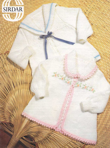 Baby Jackets Cardigans Sailor collar picot collar Boy Girl's DK 8ply Light worsted wool Knitting Pattern download PDF