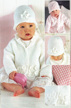 Girls Crochet- Round Neck Flower Jacket & Hat plus dress  4 Ply Fingering  wool- 16- 22" Birth -2years Crochet Pattern- Download PDF