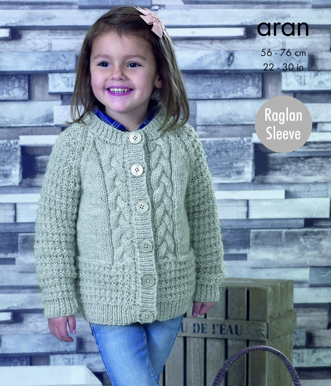 Girl's Raglan Cardigan V neck Round Neck cable pattern, quick easy knit, aran 10 ply worsted wool Knitting Pattern Download PDF