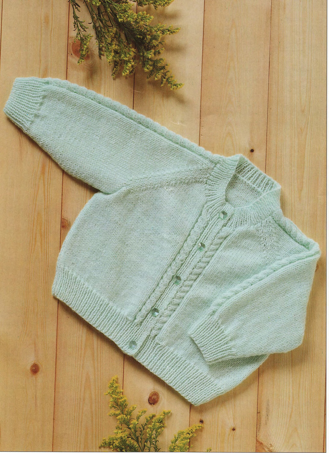 Raglan  Sleeve Baby Cardigan Easy Cable border  Boy Girl  16