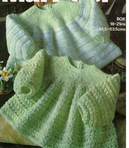 Baby Yoked Matinee tops angel tops dress long sleeved girl's 4 Ply Fingering Baby quick knit size 18 - 21