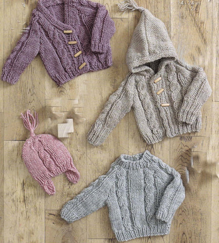 Baby Boy Girl Cable Raglan Cardigan Hooded Jacket Jumper & Helmet Chunky Bulky wool Premature 14