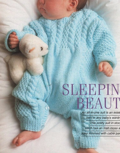 Baby Toddler Baby All in One Cable sleep suit. Bottom fastening- Chest 46 -56cm~ DK 8 ply Light Worsted yarn pdf instant download