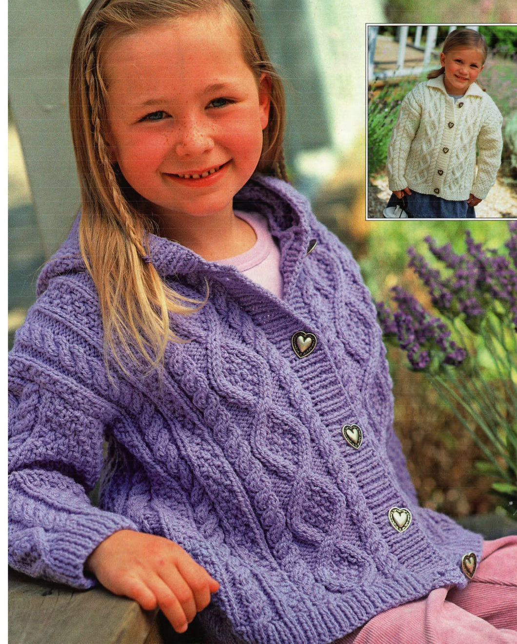 Girl's Hooded Aran jacket & Cardigan with collar  pattern- 22 - 32