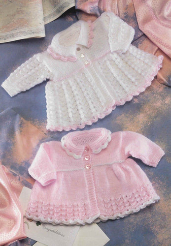 Baby Matinee Jacket Coat Cardigan Lacy & Plain Collar 2 Colour Premature 12 - 20 