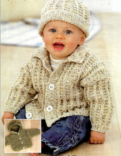 Baby Cardigan Collar Round Neck Hood & Hat Childrens Toddlers 16-26