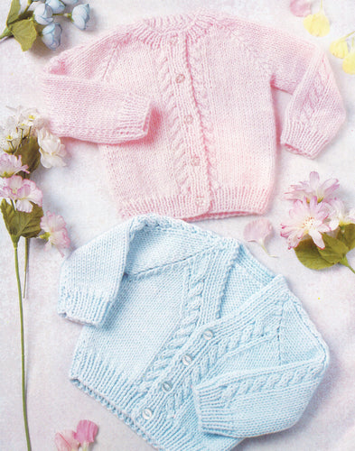 Child's  Premature Easy Cable Cardigans round neck-V Neck Knitting Pattern -DK-8ply instant Download-Low birth weight 3Lbs- 12lbs