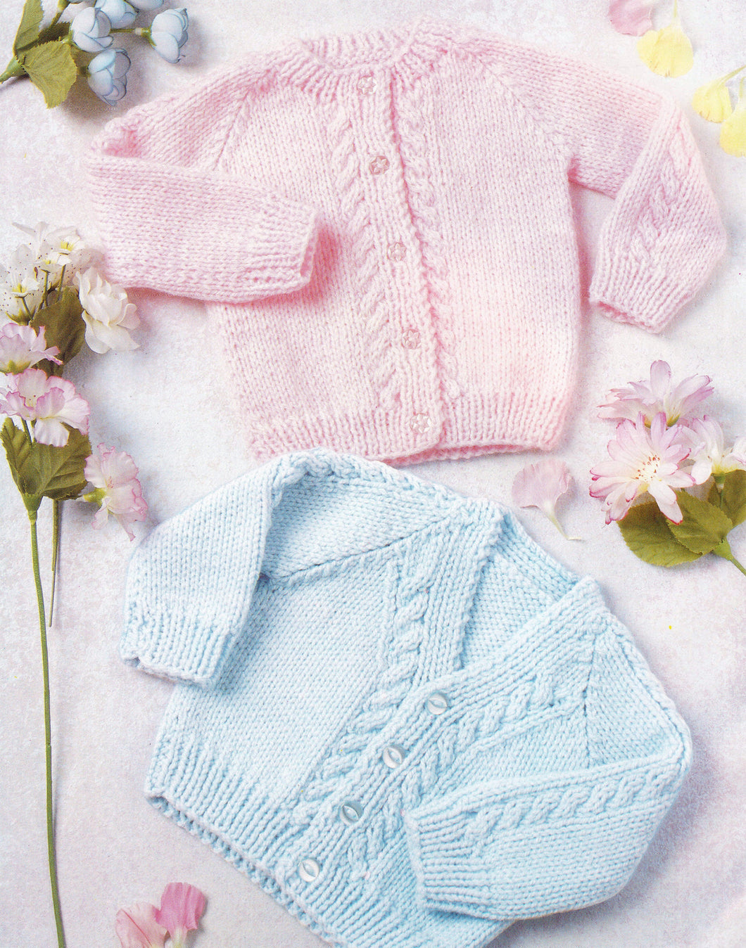 Child's  Premature Easy Cable Cardigans round neck-V Neck Knitting Pattern -DK-8ply instant Download-Low birth weight 3Lbs- 12lbs