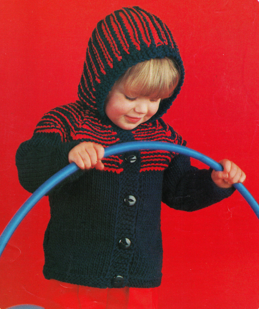 Child's Easy Chunky Hooded Jacket  Button front  Boy- Girl- Knitting Pattern   Chunky Bulky 12 ply wool Instant Download-21-23