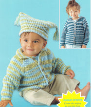 Childs Easy Hooded Ribbed Jacket & Cardigan with collar plus hat DK ( 8 ply ) 14 - 26" Birth - 6 yrs Instant Download PDF Knitting Pattern