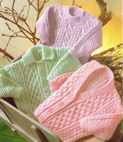 Childs Boys Girls Cardigans & Sweater V neck Round neck cable shoulder buttons DK 8 PLY Light Worsted wool 16
