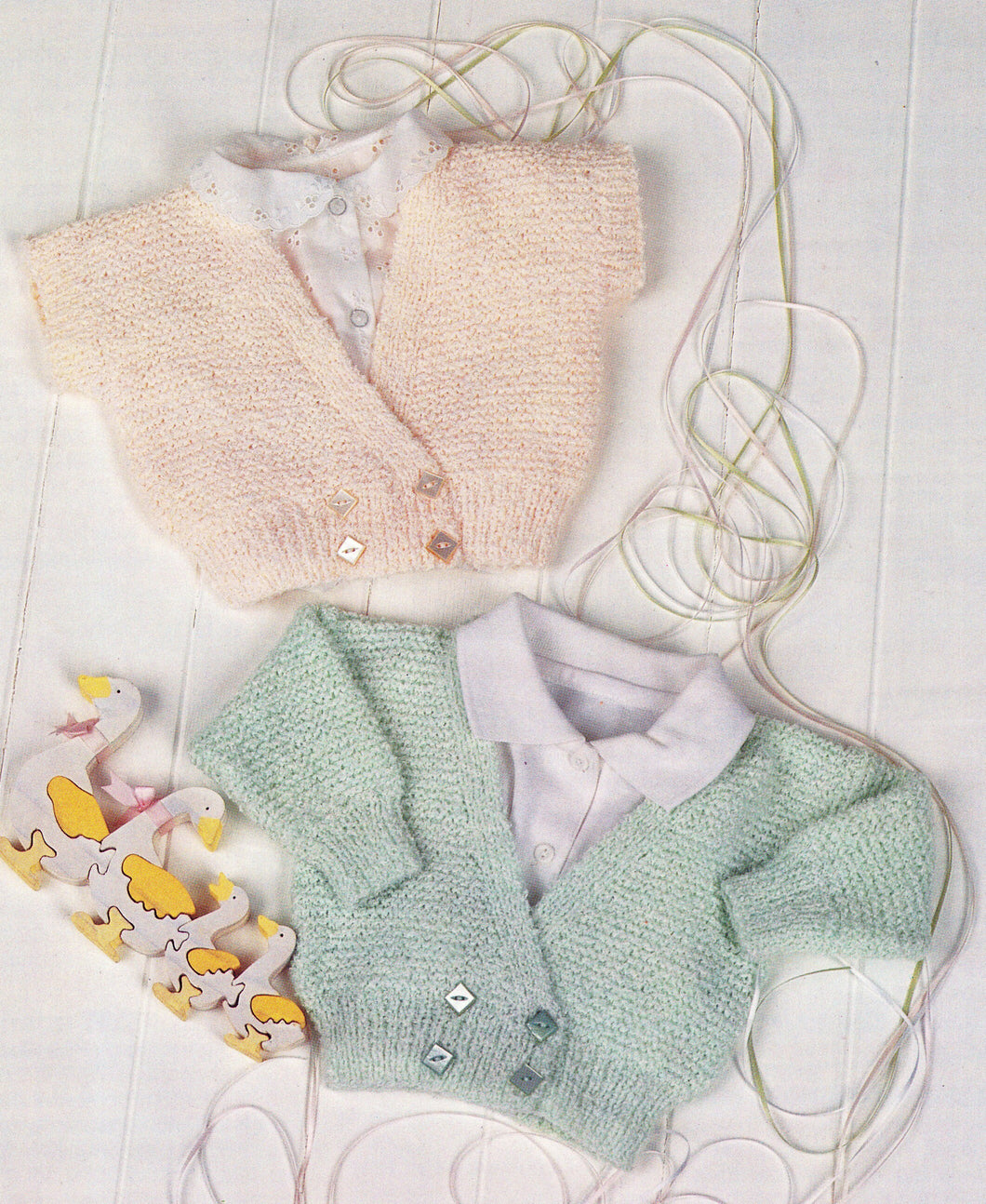 Baby  Very easy Garter stitch Waistcoat & Cross over cardigan Wrap over DK 8ply Light worsted wool Premature 12