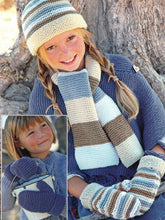 Boy Girl's Hats Scarf Gloves Garter Stitch, easy winter pattern- Aran 10 Ply  worsted wool Knitting Pattern PDF 2 - 10 years