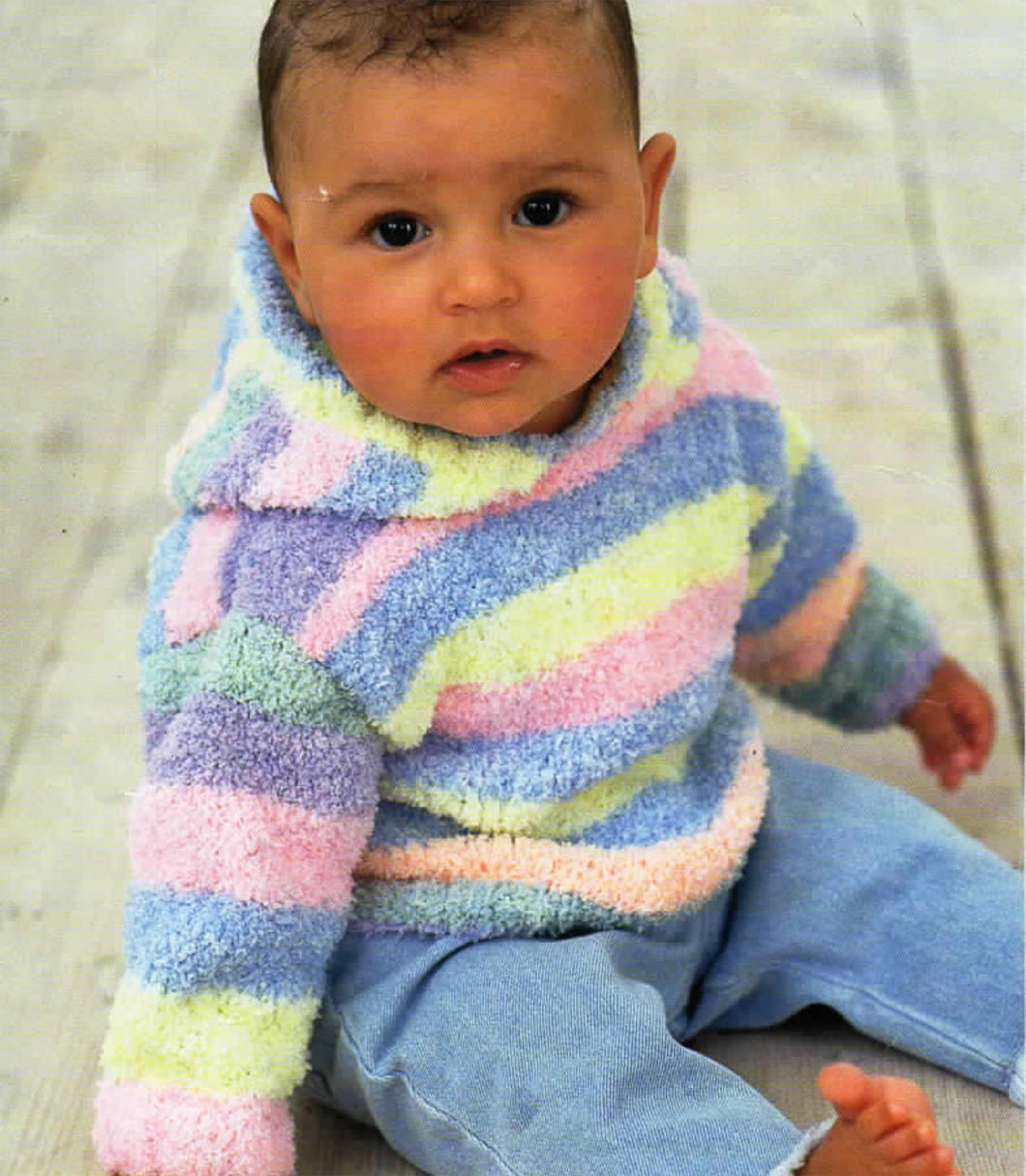 Easy Baby Jacket with Hood 0 - 6 Years - Snowflake DK 8 ply Light worsted wool  DOWNLOAD pdf KNITTING Pattern (16