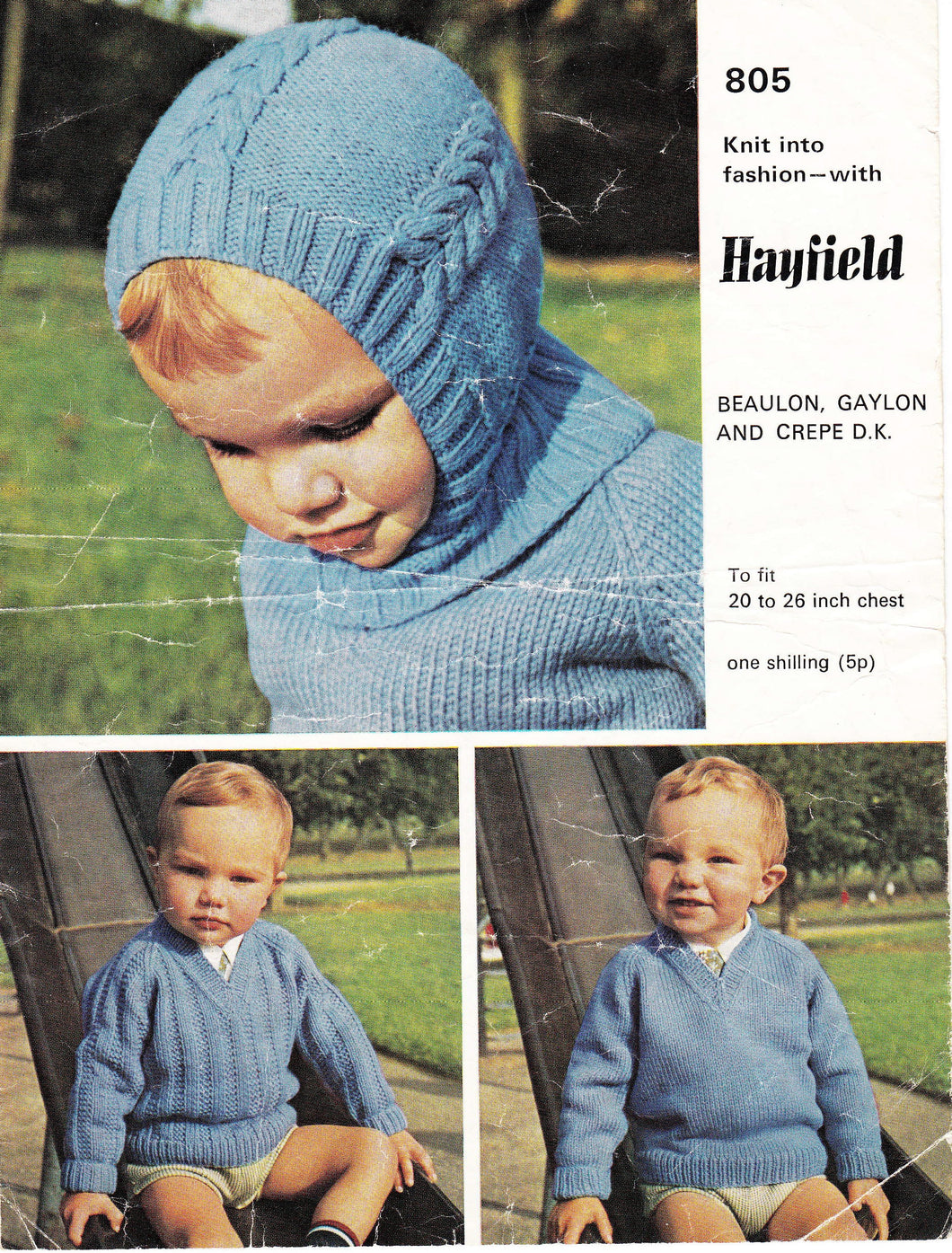 Baby Boy Balaclava Helmet & v neck Plain Textured  Raglan Sweaters Jumpers DK 8Ply wool 20-26