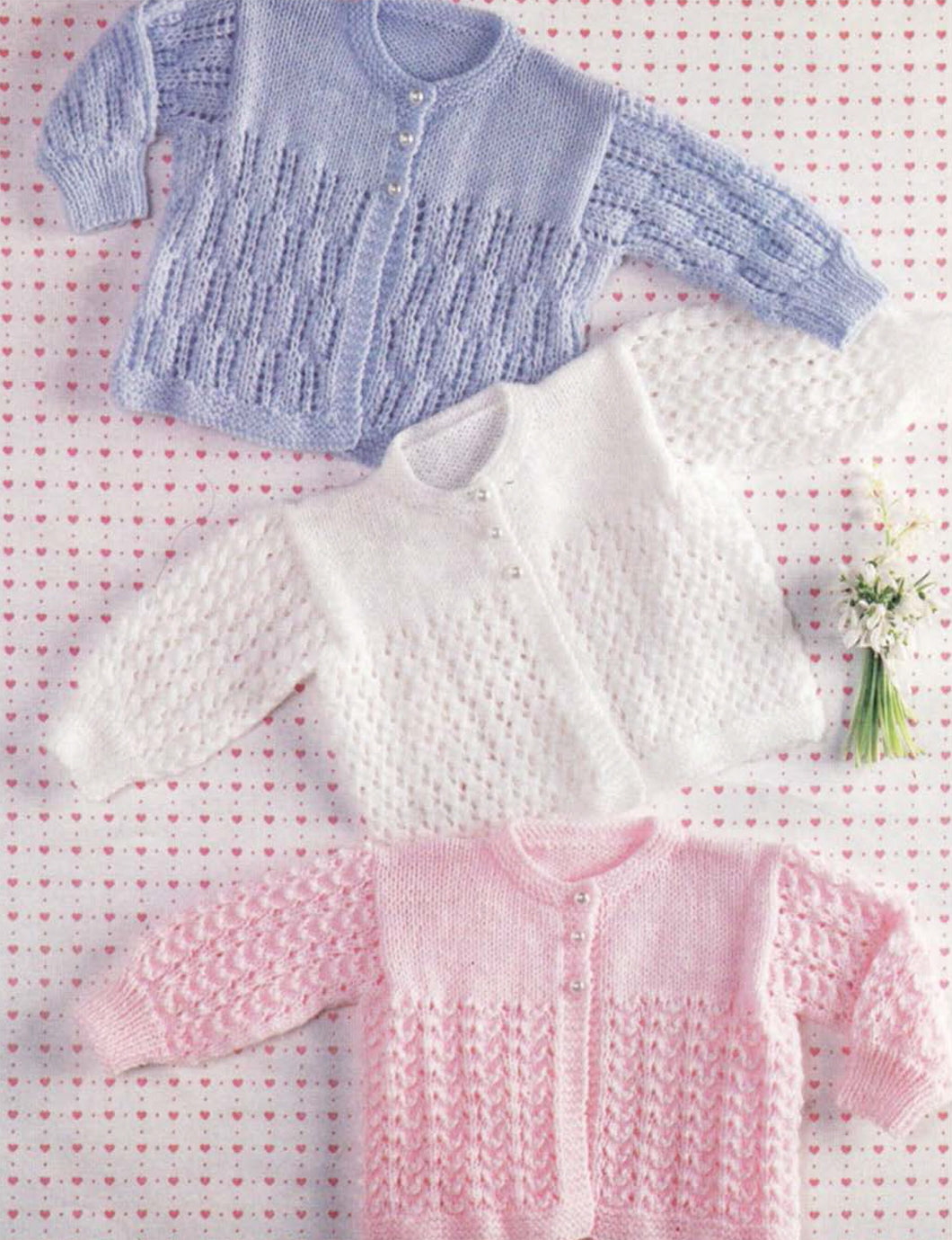 Baby Textured  Round Neck Cardigans - 3 styles in  DK 8Ply Light worsted wool fits 16