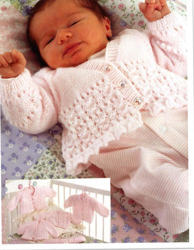 Baby Cardigans, round - v neck 1 pattern create 3 different cardigans Premature size 10