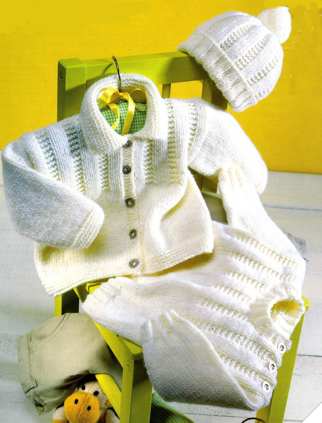 Easy Sweater Jumper Cardigan with collar & Hat Ribbed yoke side button fastening 16