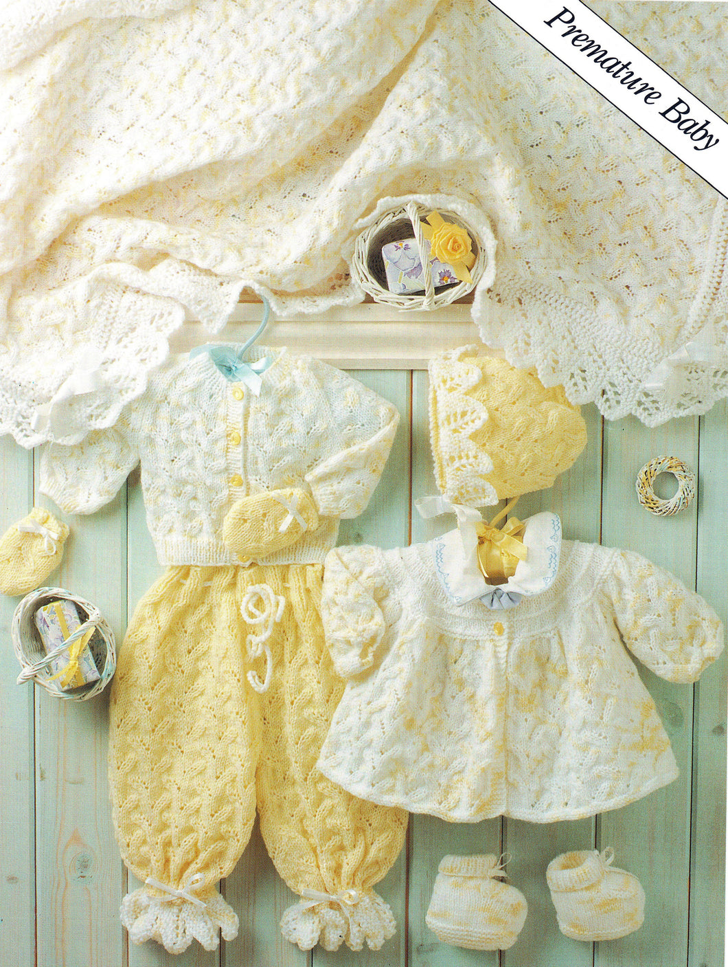 Early Baby Premature small baby Shawl ~ Mittens ~ Trousers~ matinee coat~ Cardigan & Bootees 4 ply Fingering Knitting Pattern Download PDF