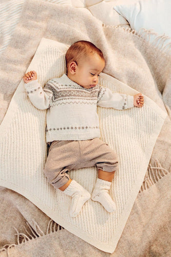 Baby Toddler Fair Isle Yoke sweater Jumper Knitted in DK Merino 8 ply Light worsted yarn, 16