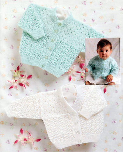 Baby Lacey Eyelet round V Neck Cardigan - set in sleeves fits Premature 14-22