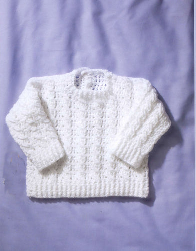 Baby Boy Girl Long sleeved Crochet Jumper pattern in DK 8 ply Light worsted wool 16 ~ 24