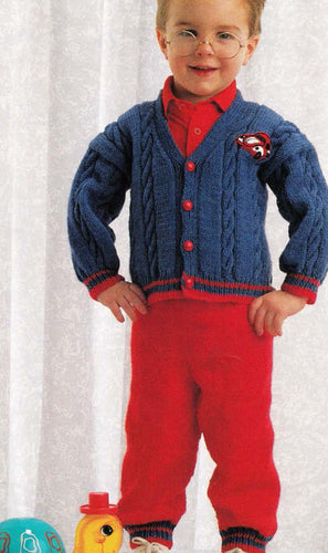Boys Roll neck sweater Cardigan Trousers & Hat Cable design 18