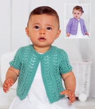 Baby Girl's Eyelet lacy  garter stitch edge cardigans Long short sleeves- fits 16 - 26" chest (0-7 years) Download PDF 4ply Fingering wool