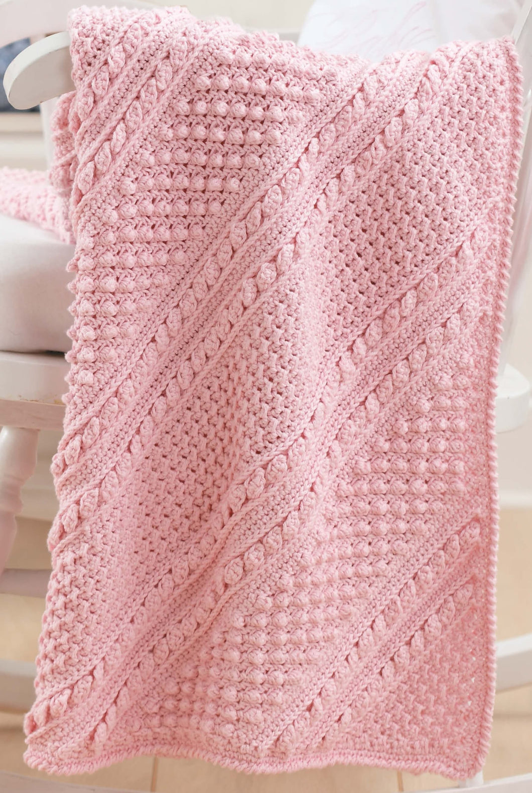 Moss Stitch & Cables  Crochet Blanket Afghan-  Crochet in Medium weight (4)  wool- size 32 x 43
