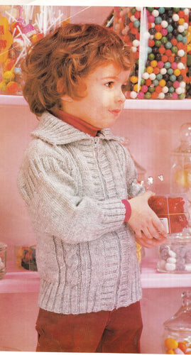 Boys Zipped Cable Jacket Cardigan with collar 24 - 30
