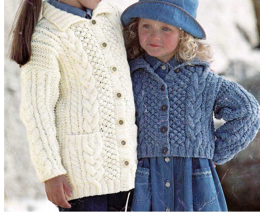 Girls Long & Cropped Cardigan -Pockets Knitting Pattern Drop sleeves 22-32