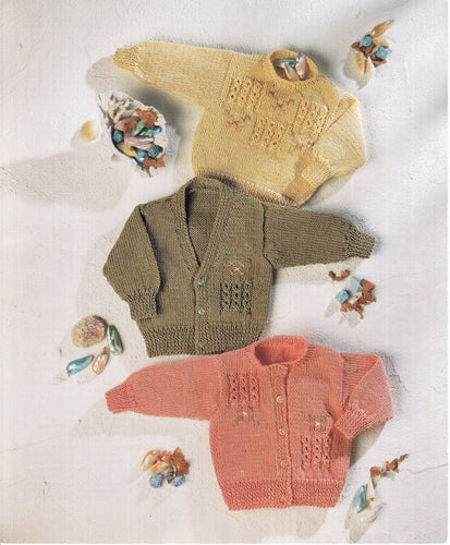 Childrens Cardigans & sweater Knitting Pattern  Cable panel V neck round neck  DK 8Ply Light Worsted Instant Download-16-26