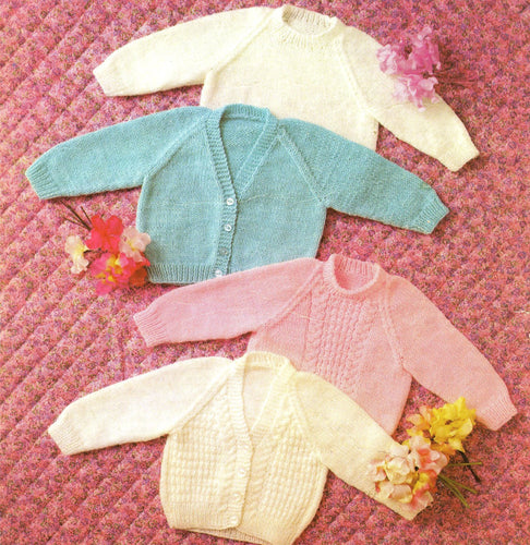 Baby Boy Girl Toddler Easy Patterned or Plain Cardigans & Sweaters- Round- V Neck  DK ( 8 ply ) 16 - 20